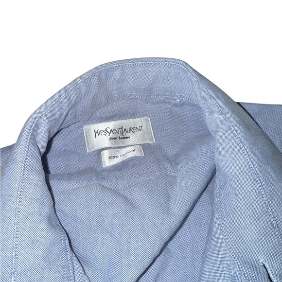 Yves Saint Laurent Sky Blue Collared Button Down Men’s Shirt - Picture 6 of 8